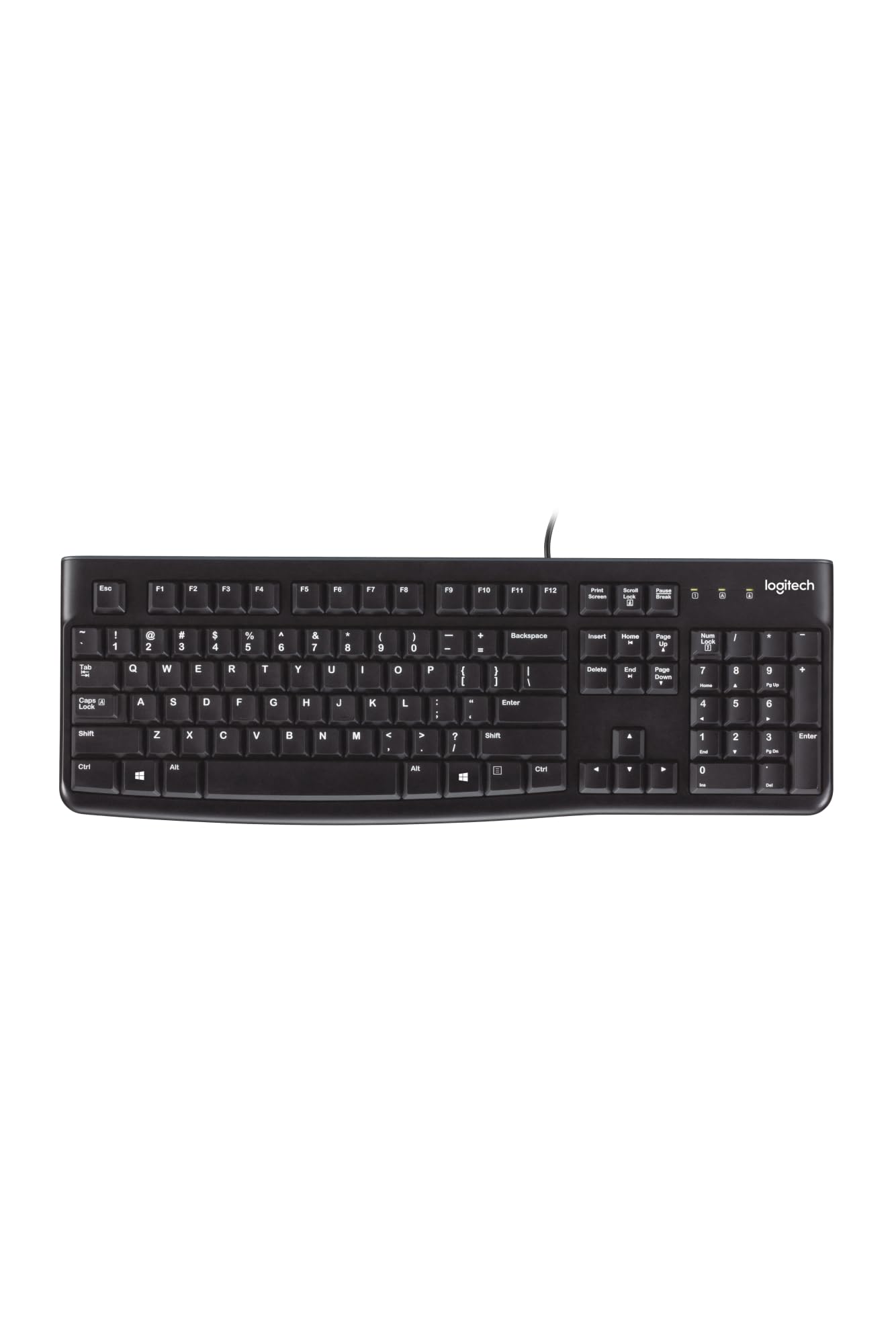 K120 Wired Keyboard for Windows, USB Plug-and-Play, Full-Size, Spill-Resistant, Curved Space Bar, Compatible with PC, Laptop