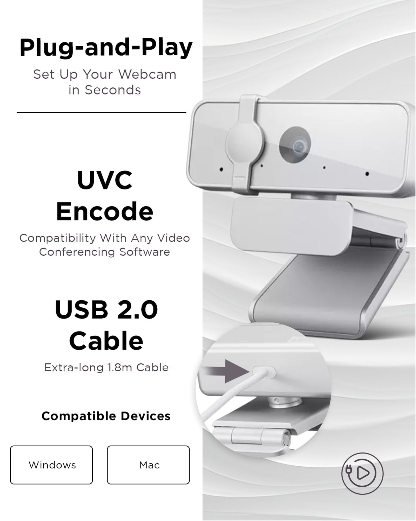 300 FHD Webcam with Full Stereo Dual Built-in Mics | FHD 1080P 2.1 Megapixel CMOS Camera with USB |Ultra-Wide 95° Lens, 4X Digital Zoom | 360 Rotation | Flexible Mount | Cloud Grey