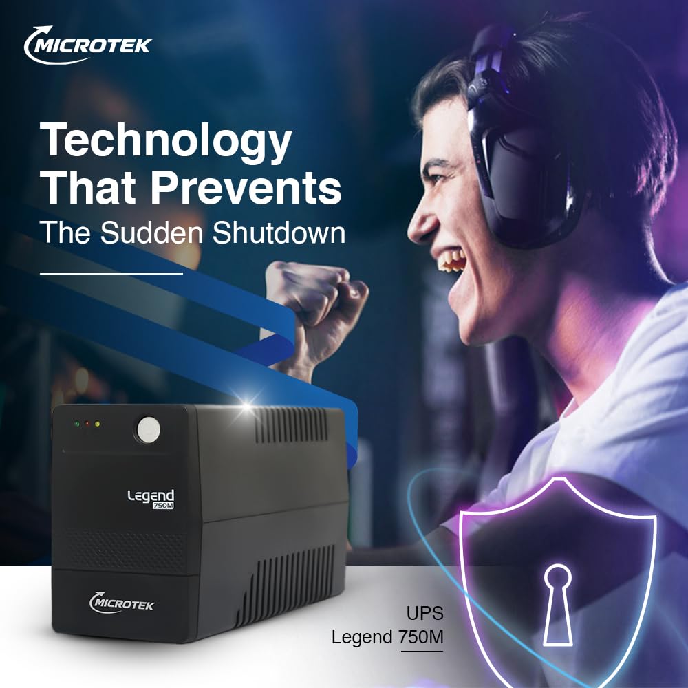 Legend 750M Line Interactive UPS 650VA/360W | Microprocessor Based UPS for CCTV Camera, WiFi Router, Medical Equipment & Broadcast Studio | 2 Year Electronics Warranty + 1 Year Battery