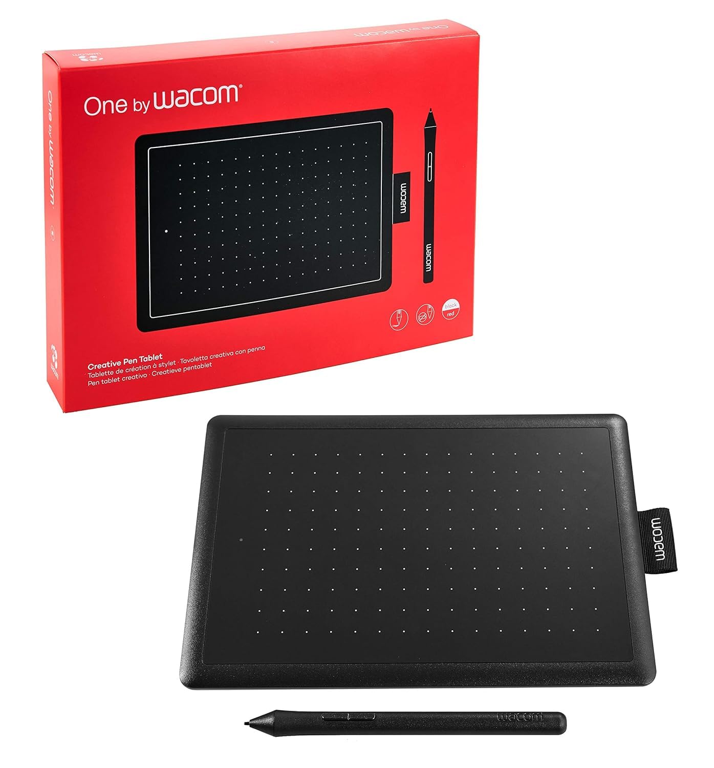 One by CTL-472/K0-CX Digital Drawing Graphics Pen Tablet (Red & Black) Small (6-inch x 3.5-inch)(15x8cm) | Battery Free Cordless Pen with 2048 Pressure Level