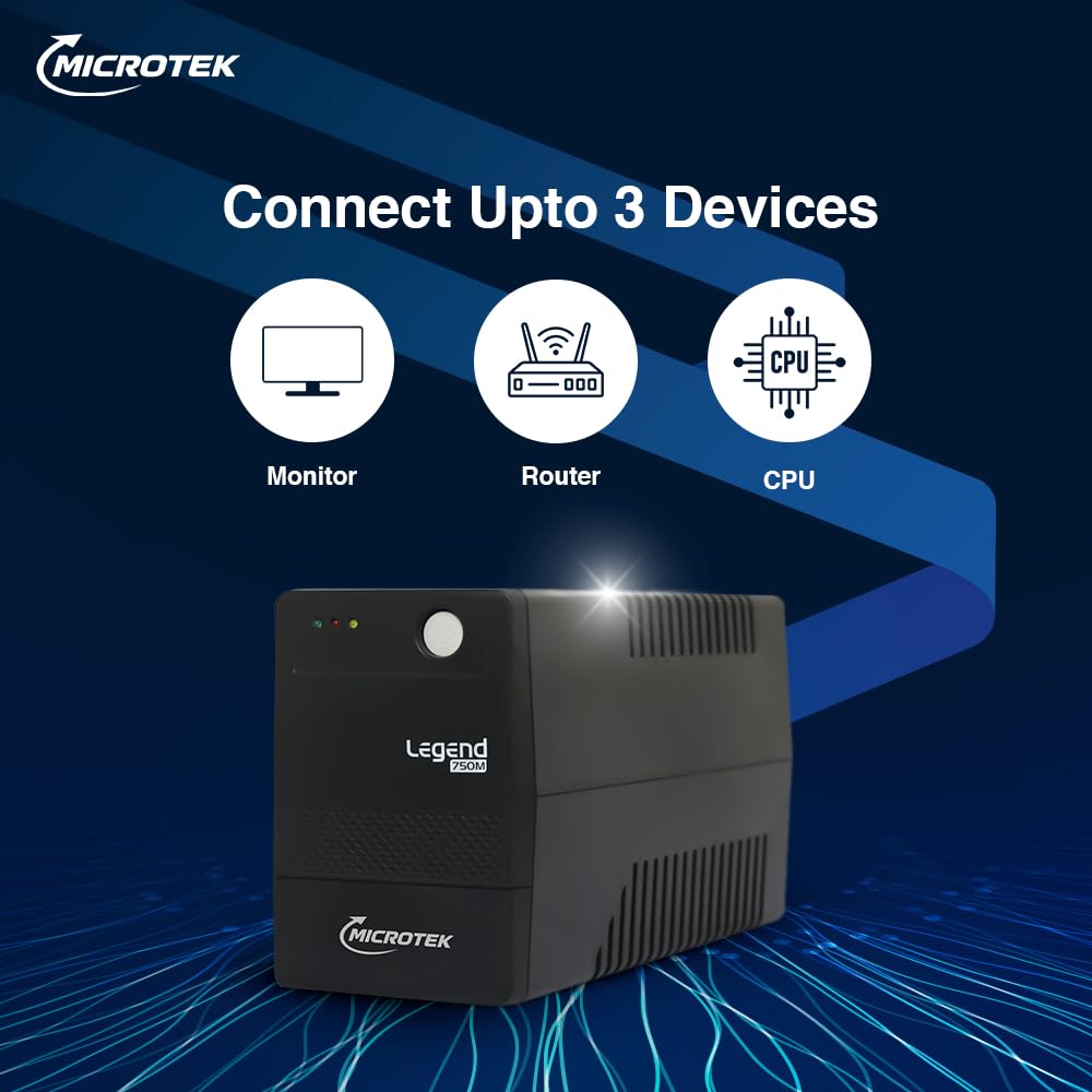 Legend 750M Line Interactive UPS 650VA/360W | Microprocessor Based UPS for CCTV Camera, WiFi Router, Medical Equipment & Broadcast Studio | 2 Year Electronics Warranty + 1 Year Battery