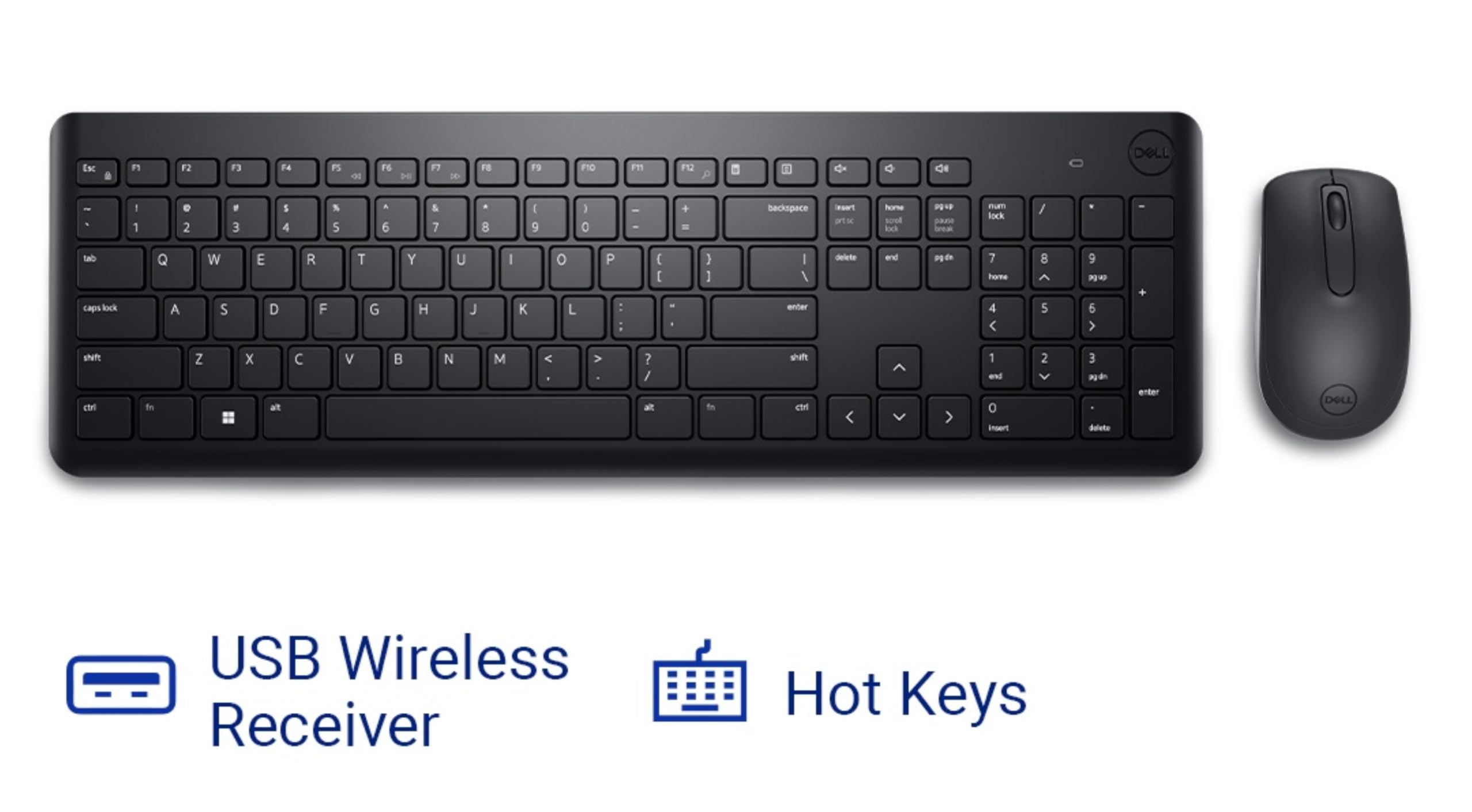 KM3322W Wireless USB Keyboard and Mouse Combo, Anti-Fade & Spill-Resistant Keys, up to 36 Month Battery Life, 3Y Advance Exchange Warranty - Black