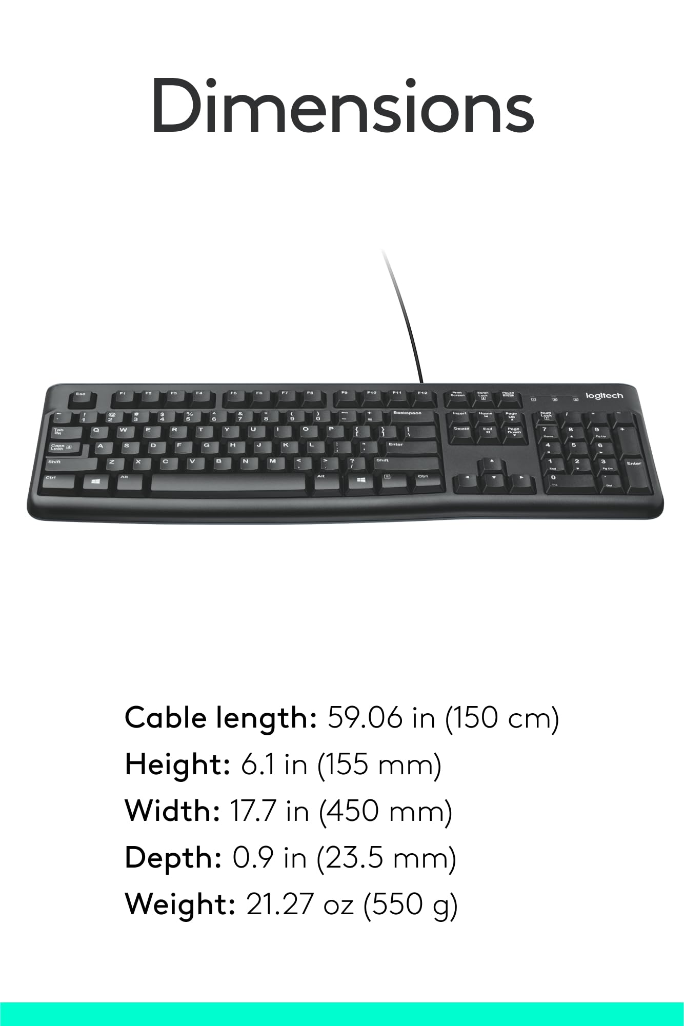 K120 Wired Keyboard for Windows, USB Plug-and-Play, Full-Size, Spill-Resistant, Curved Space Bar, Compatible with PC, Laptop