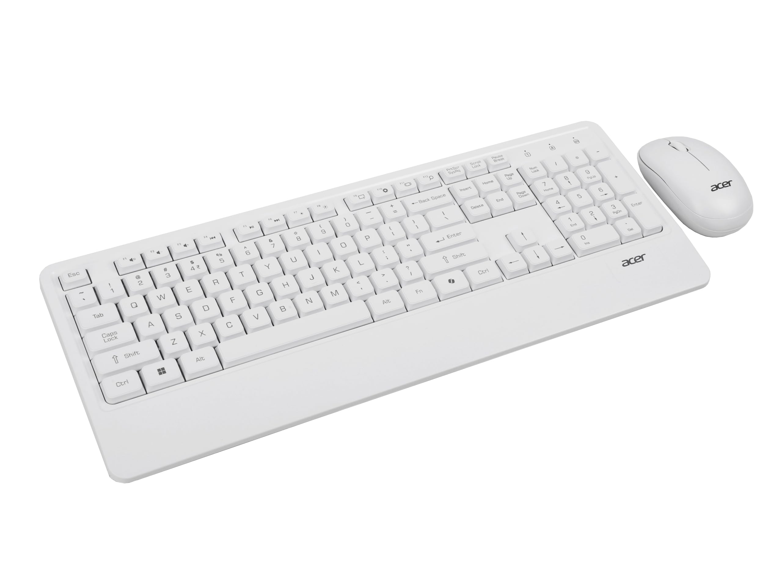 PalmEase Wireless Keyboard & Mouse Combo with Palm Rest | 2.4GHz, 1600 DPI, Co-Pilot Key, Rupee ₹ Symbol | 10m Range, 10M Keystroke Life, Power Saving Mode | Windows & Mac Compatible – White