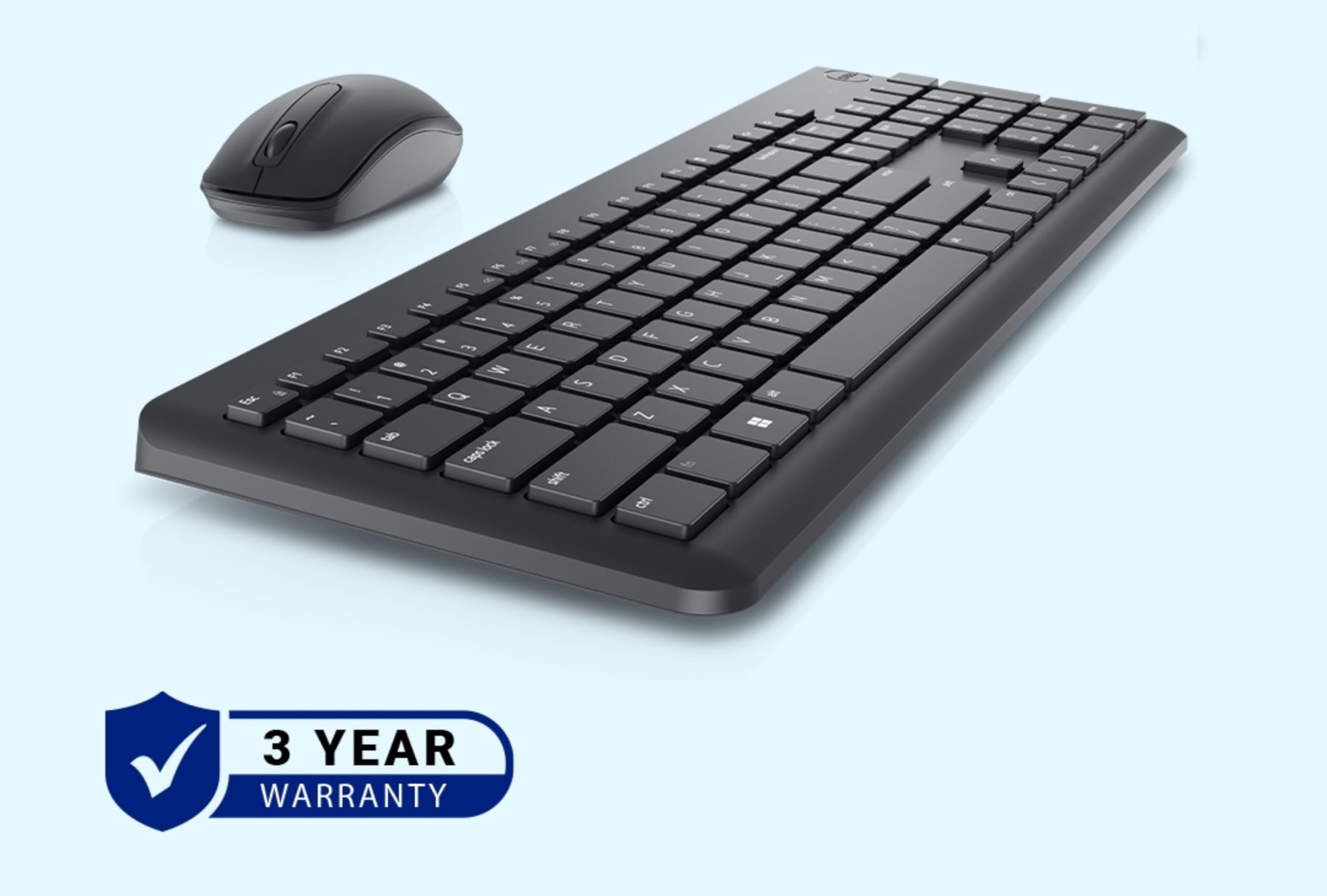 KM3322W Wireless USB Keyboard and Mouse Combo, Anti-Fade & Spill-Resistant Keys, up to 36 Month Battery Life, 3Y Advance Exchange Warranty - Black