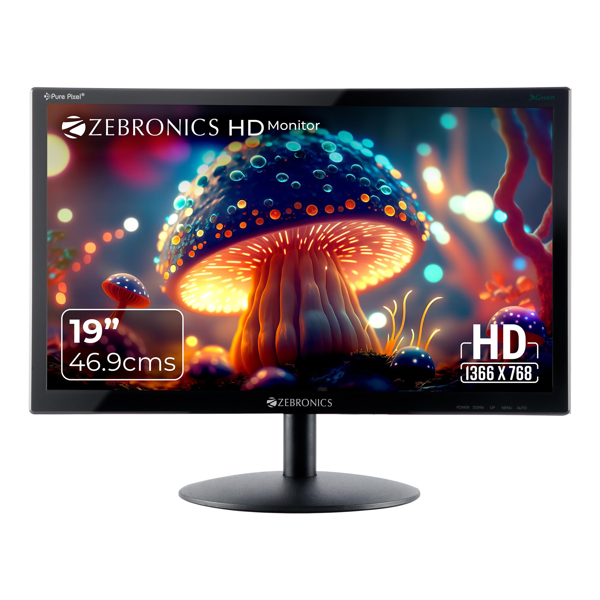 Zeb-V19Hd 18.5 Inch (46.99 Cm) Led Monitor with Supporting Hdmi, Vga Input, Hd 1366 X 768 Pixels, 16.7M Colors, Glossy Panel, Slim Design & Wall Mountable, Black