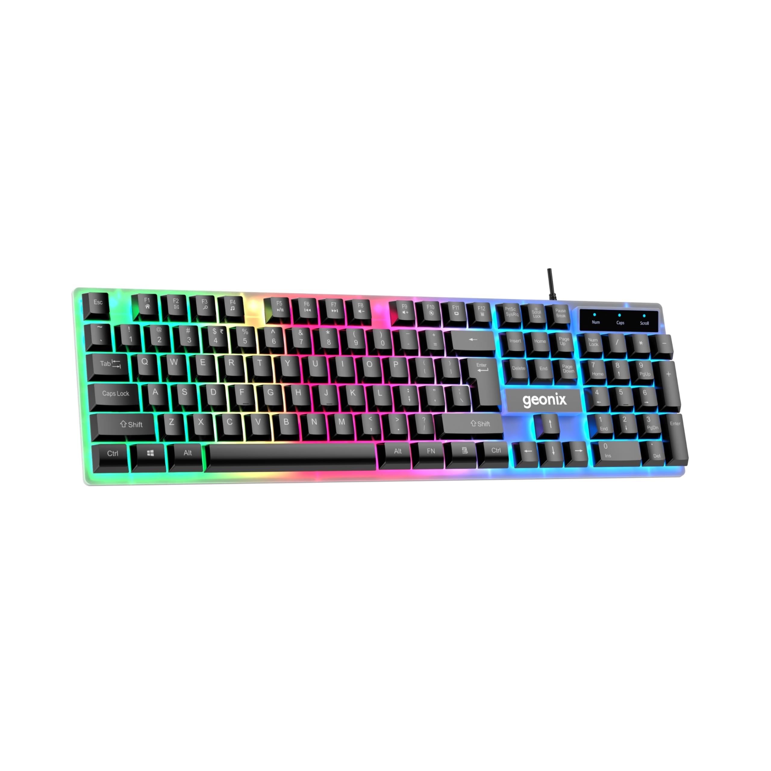 Cruiser K5, Wired Gaming Keyboard, 104 Keys, 1.5m Cable, 12 Multimedia Keys, USB Interface, RGB Colour, Plug and Play