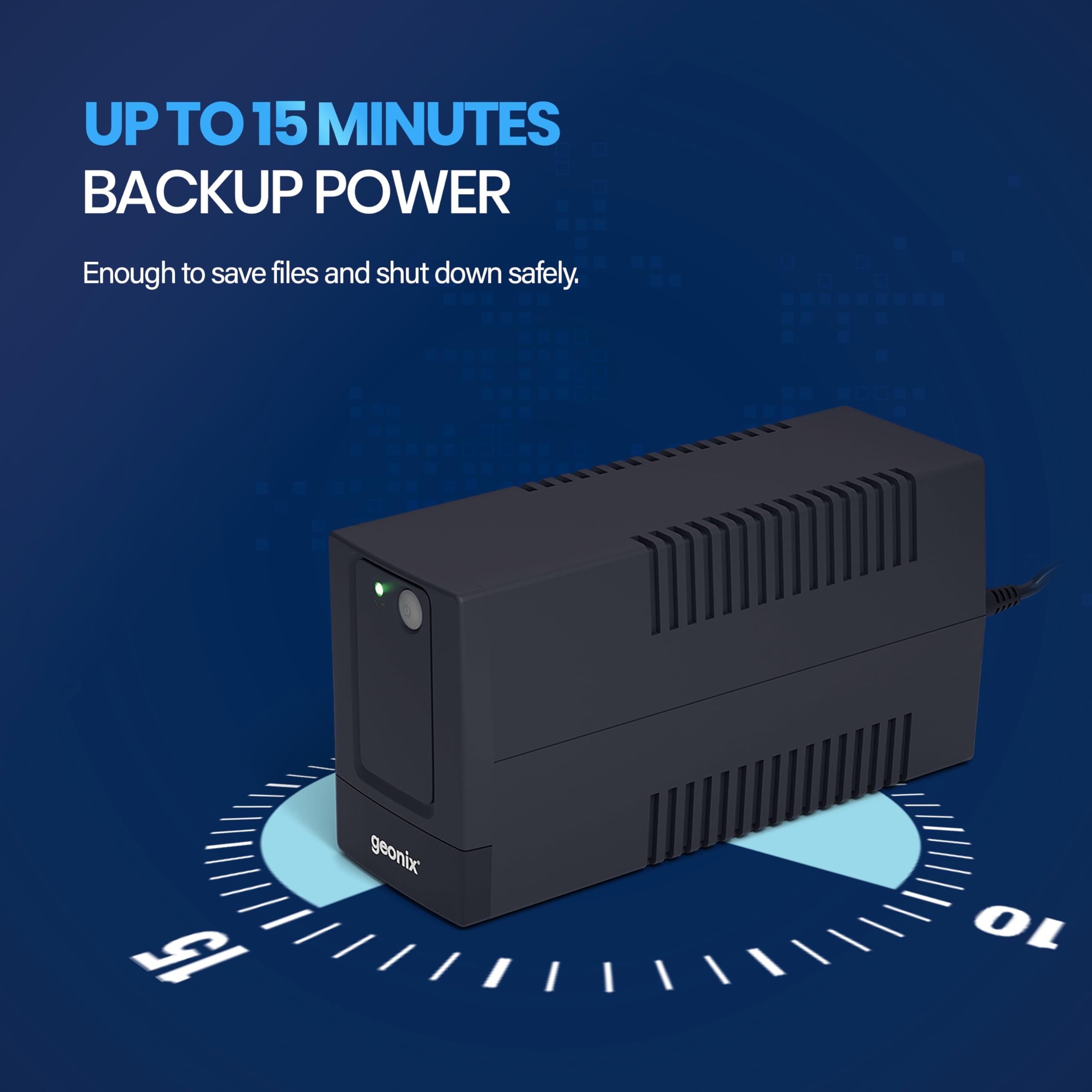 GXUPS600VA UPS 600VA/360W, Uninterrupted Power Supply System for Desktop PC Computers, Voltage Regulator, Auto Restart, Cold Start Function, BIS Approved, 2 Years Warranty, Black