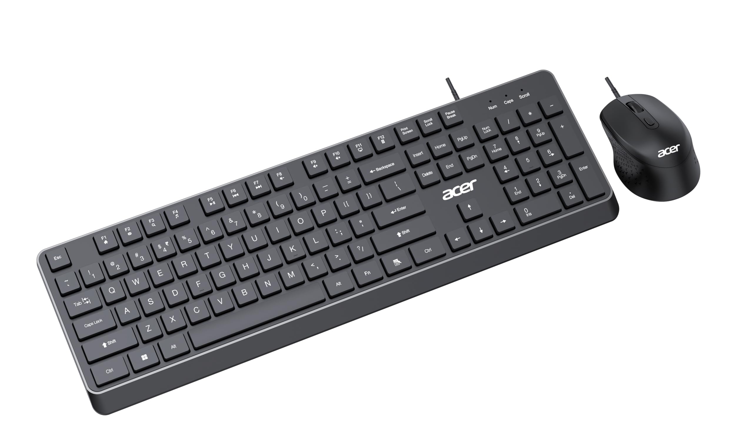 OfficeMate Wired Keyboard Mouse Combo | Full Size 104 Keys Keyboard with Multimedia Keys | 1200 DPI Optical Mouse | USB Plug & Play | Silent Typing | Ergonomic Design | Windows Compatible I Black