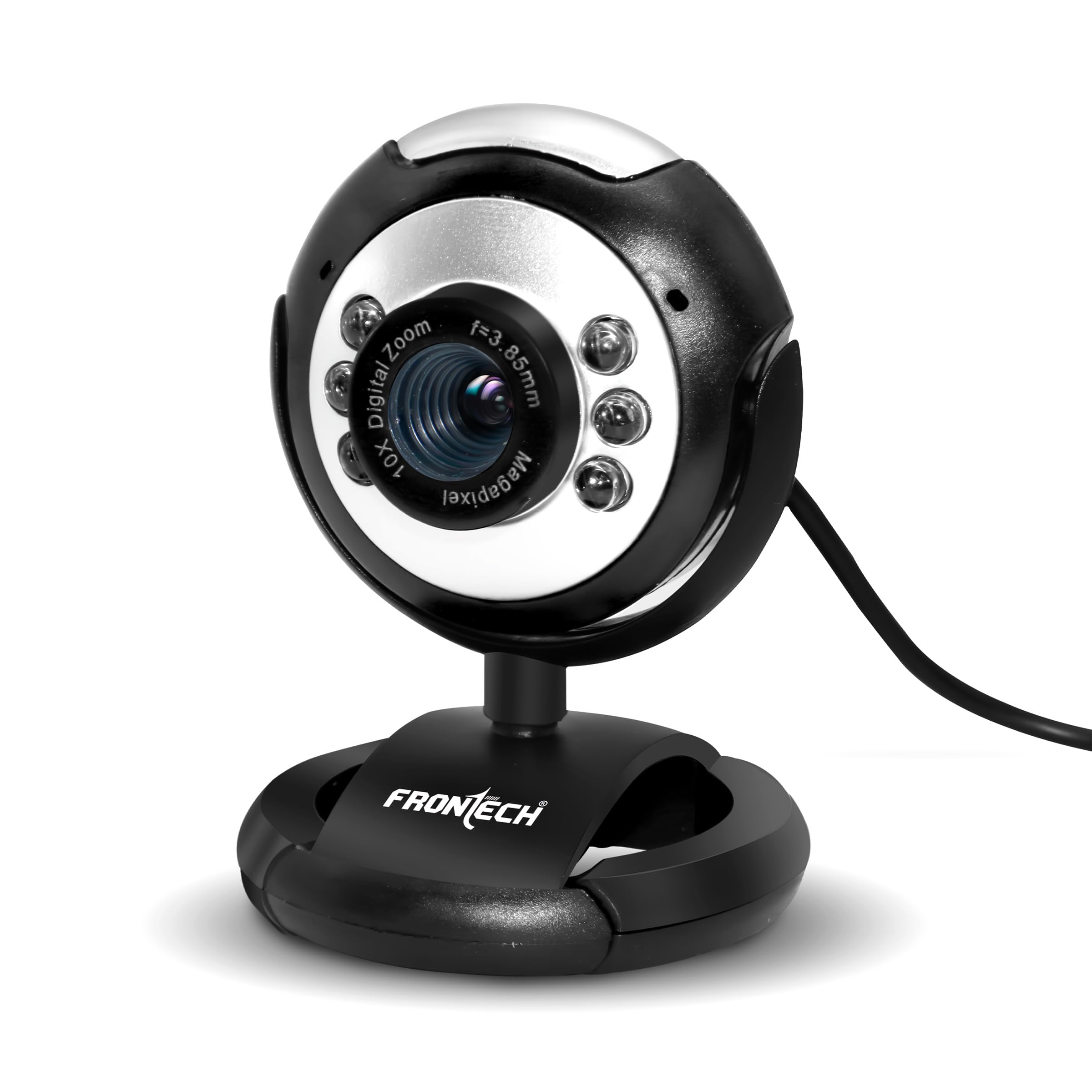 Digital Webcam with Built-in Mic & LED Lights, 30 FPS, Plug and Play USB Interface, Auto White Balance, for Video Calling, Live Streaming, Online Classes, Laptop/PC/TV (2251, Black)