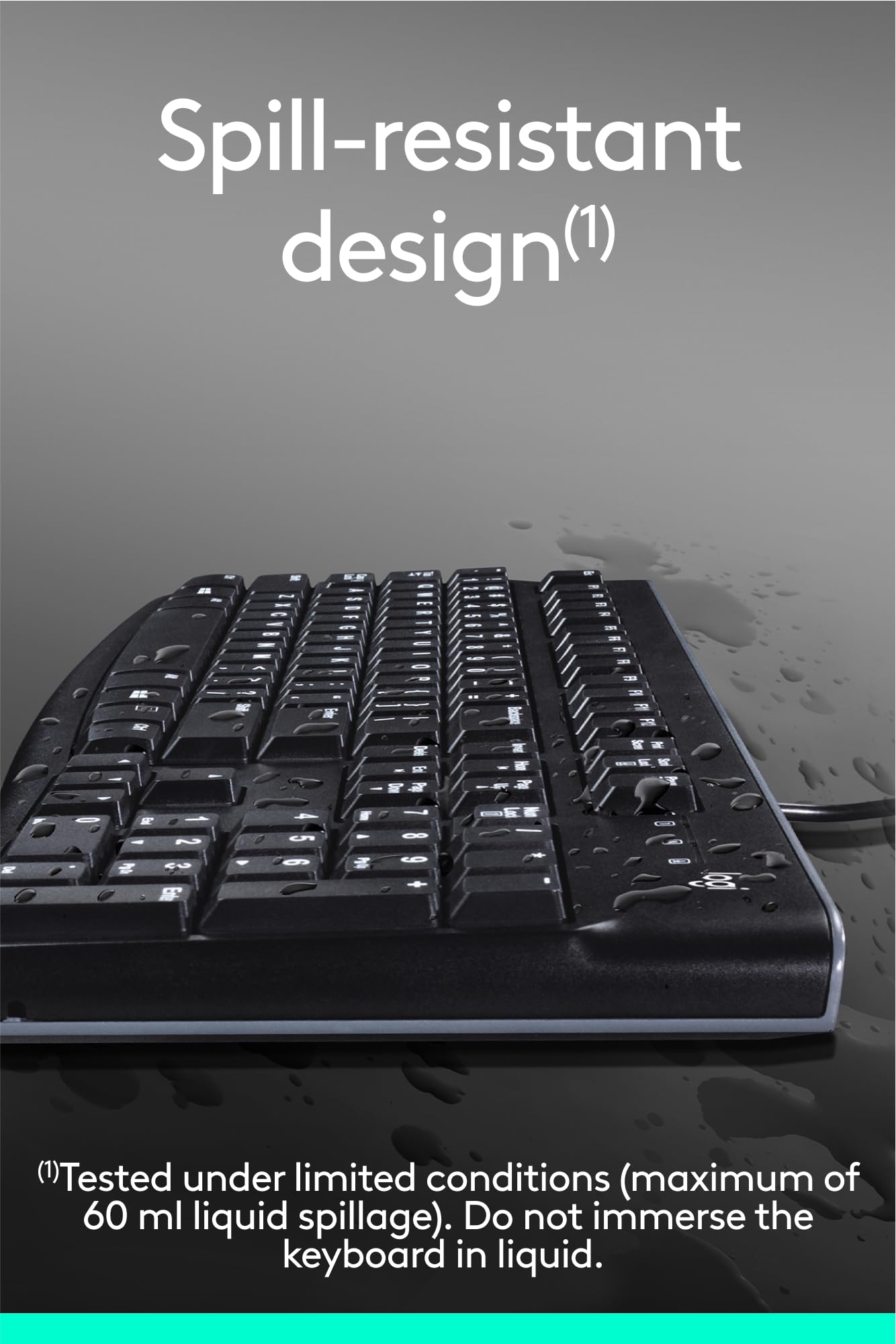 K120 Wired Keyboard for Windows, USB Plug-and-Play, Full-Size, Spill-Resistant, Curved Space Bar, Compatible with PC, Laptop