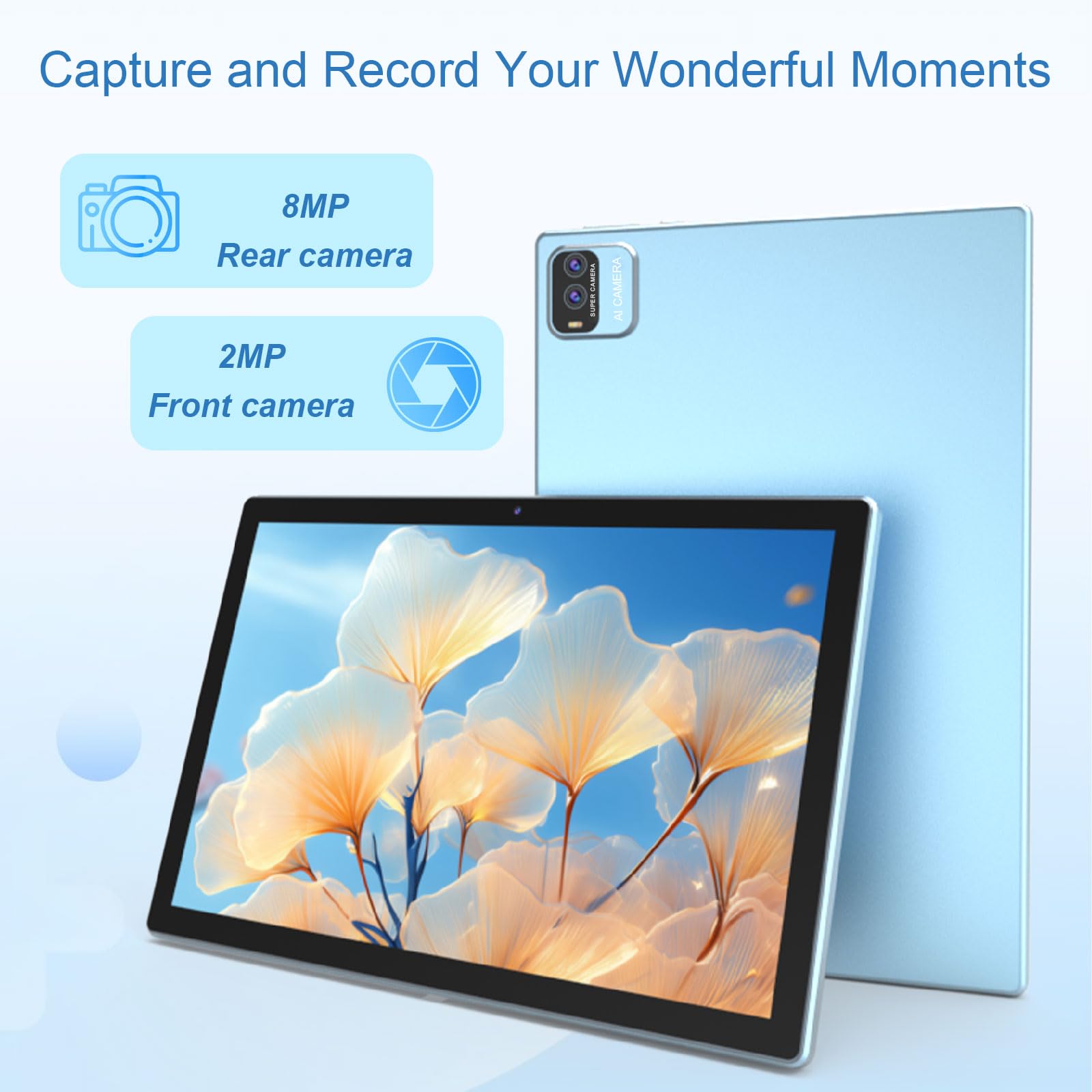 IWEGGO Android 15 Tablet, 10 inch 12GB RAM+64GB ROM+1TB Expandable, 1.8Ghz Quad-core Processor, 2 in 1 Tablets with Keyboard Case Mouse Stylus, 5G Wifi, 8MP Dual Camera, 1280*800 HD Screen Tablet Blue