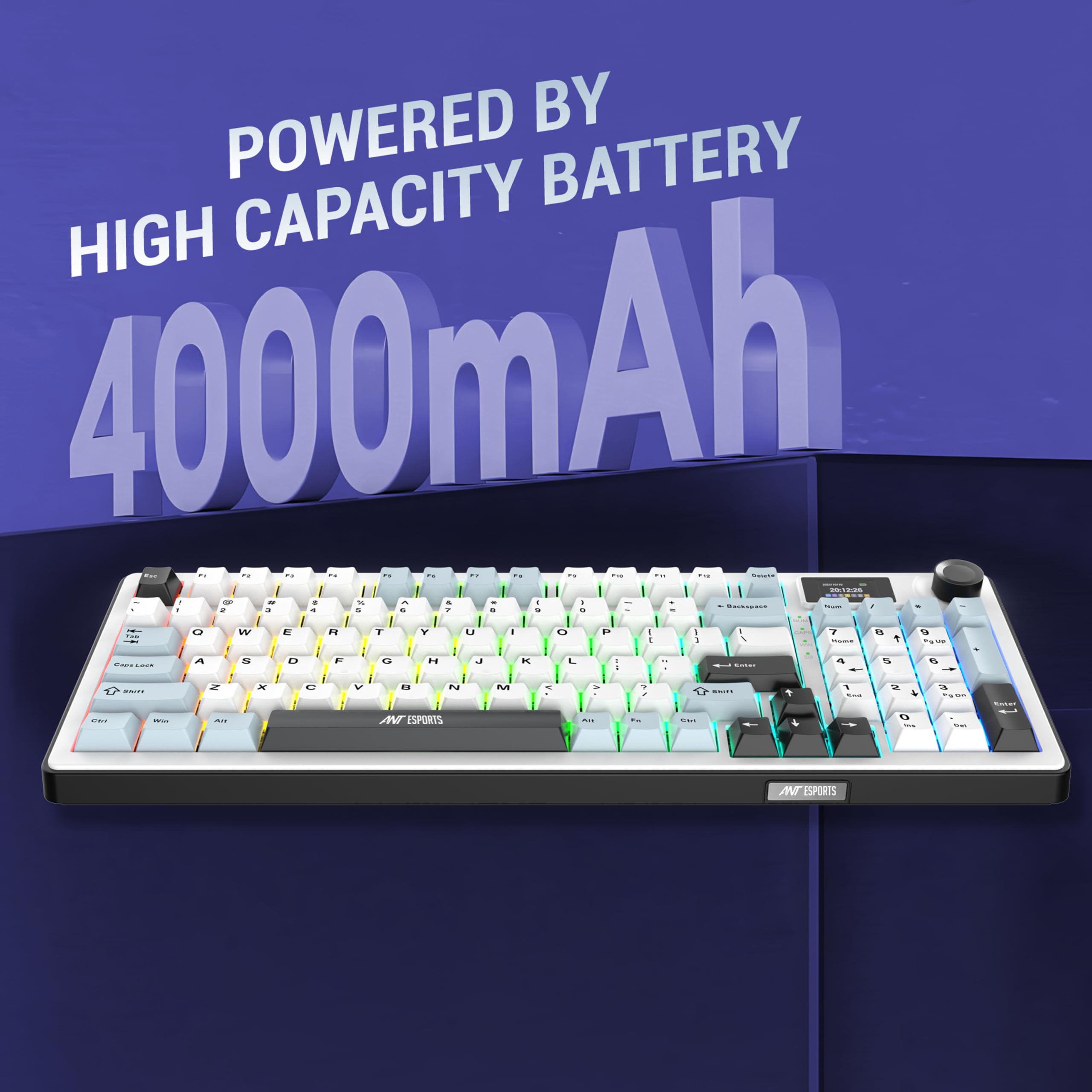 Apex 300 Tri-Mode (2.4GHz-BT-Wired) 5Layer Gasket Mount Mechanical Keyboard, 95Key Anti-Ghosting + Knob, OLED Display, RGB, KTT Hot-Swap Switches,1000Hz Polling, 4000mAh for PC Mac Laptops