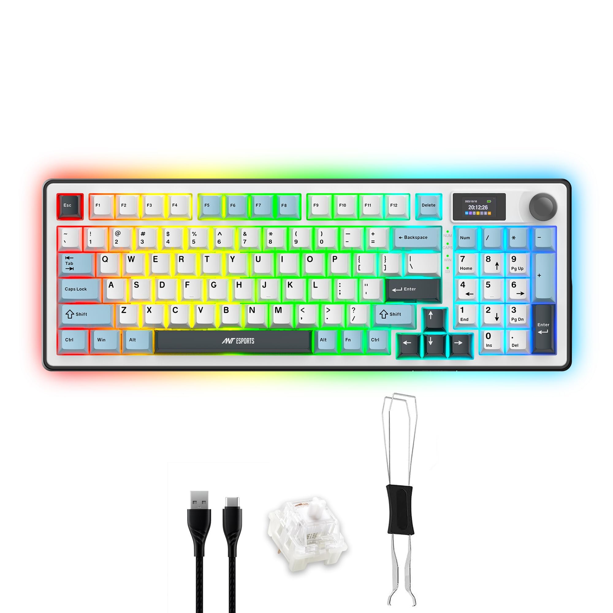 Apex 300 Tri-Mode (2.4GHz-BT-Wired) 5Layer Gasket Mount Mechanical Keyboard, 95Key Anti-Ghosting + Knob, OLED Display, RGB, KTT Hot-Swap Switches,1000Hz Polling, 4000mAh for PC Mac Laptops
