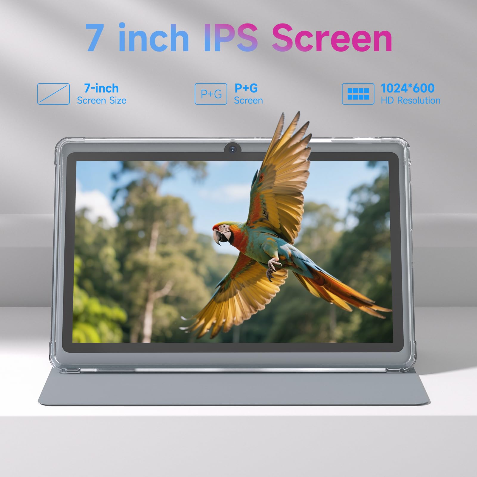 Tablet 7 Inch Android 14.0 with Protective Case, 8GB (4+4GB Expand) RAM+32GB ROM, IPS Screen, Dual Camera, Bluetooth 5.0 WiFi Tab (Gray)