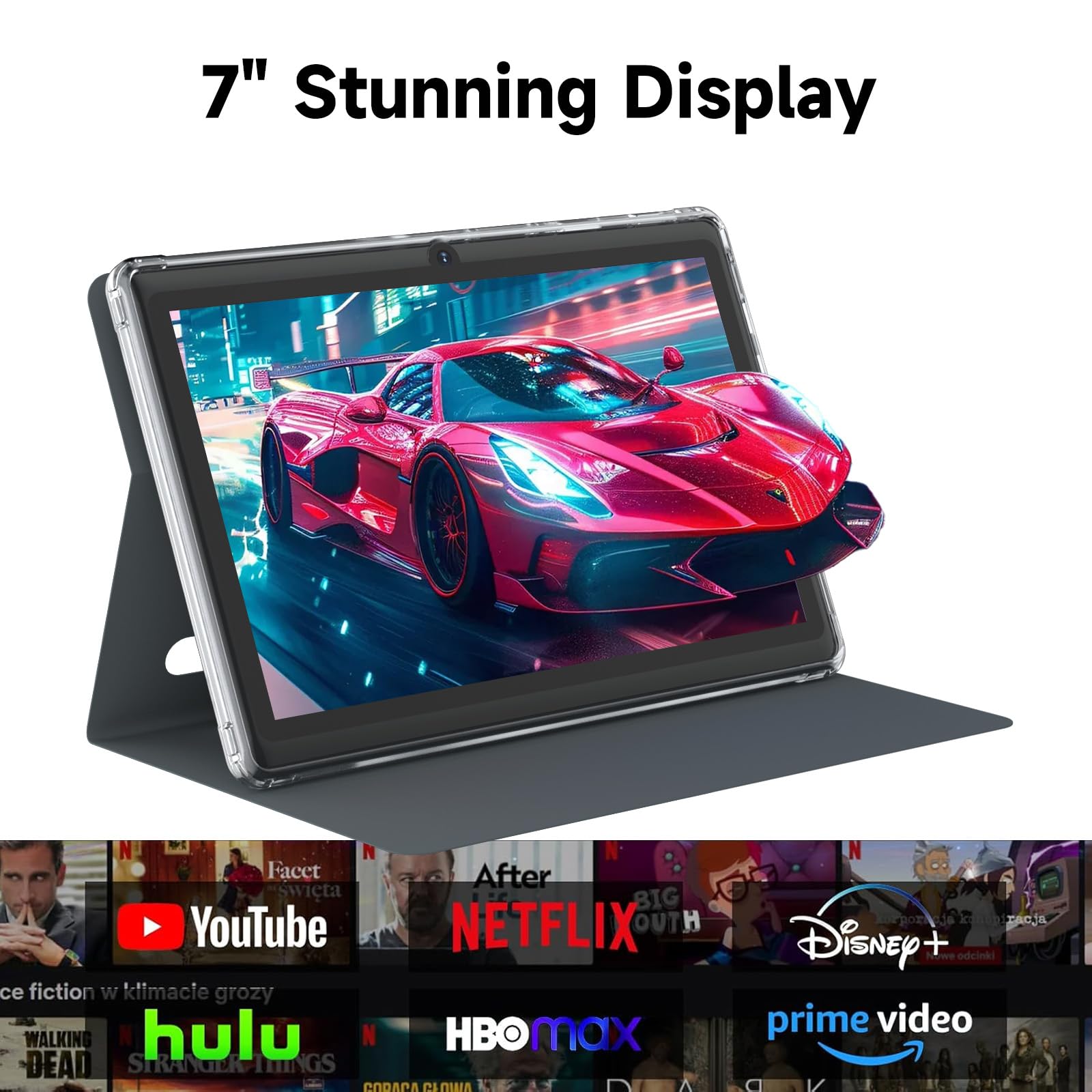 Tablet 7 Inch Android 14.0 with Protective Case, 8GB (4+4GB Expand) RAM+ 32GB ROM, IPS Screen, Dual Camera, Bluetooth 5.0 WiFi Tab (Black)