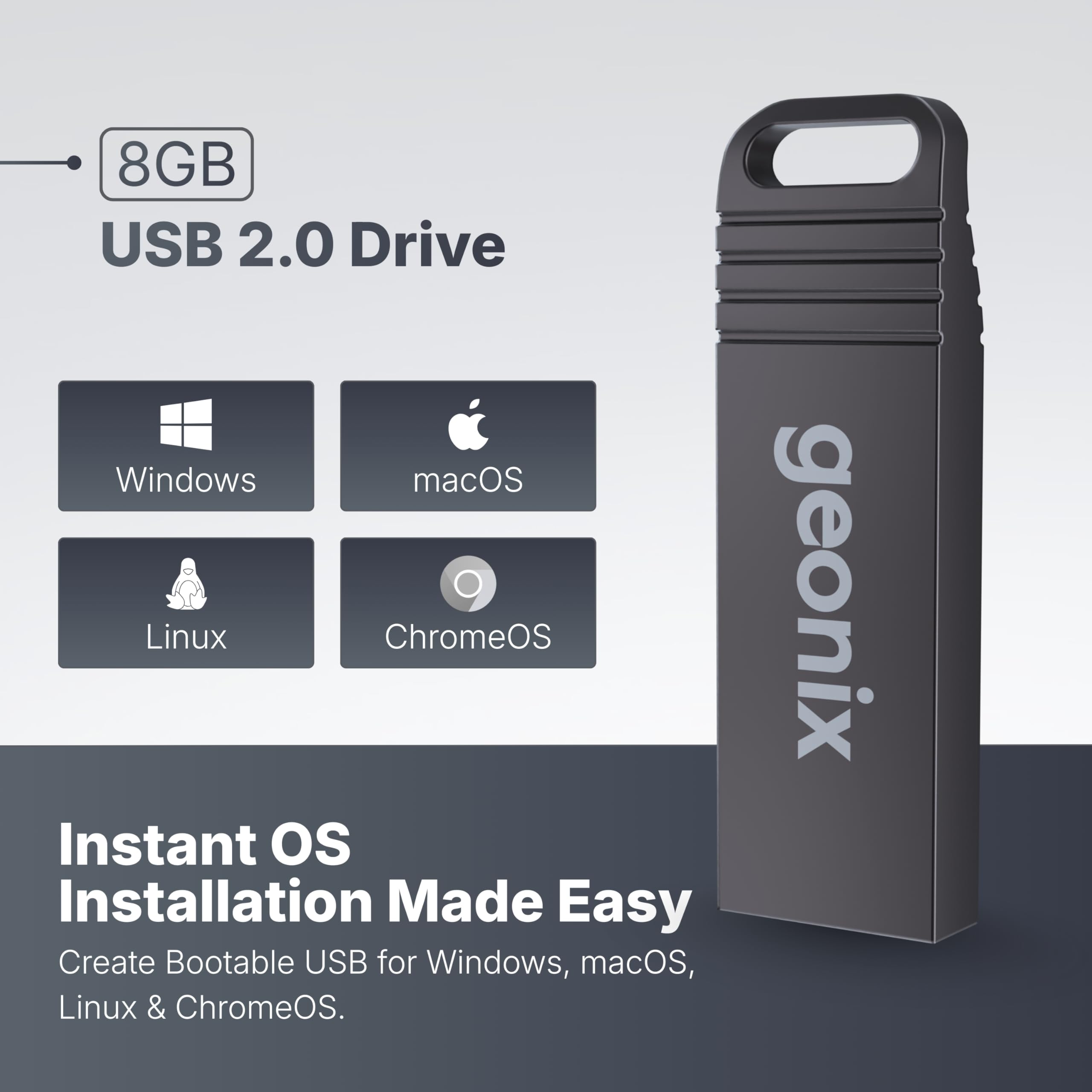 Pendrive 8GB, Metal USB 2.0 Flash Drive, Ideal for Data Transfer & Storage, 5 Years Warranty (Black)