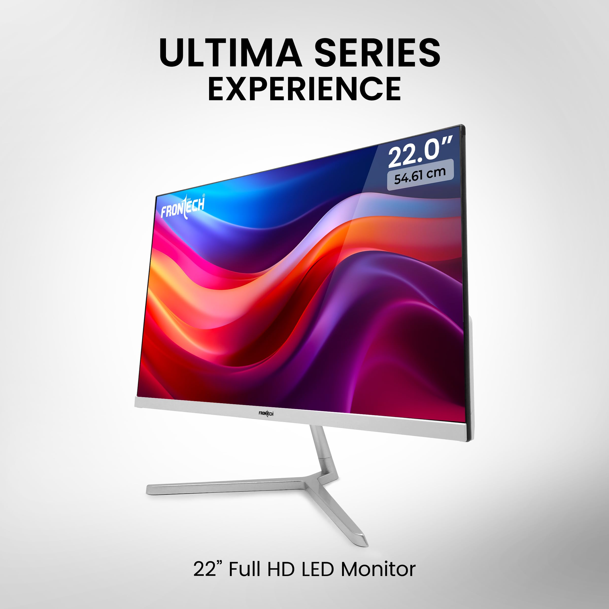 22 Inch (54.48 cm) with 1920x1080 Pixels LED Monitor|Refresh Rate 100 Hz|Slim| Stylish Design & Wall Mountable| 16.7M Colors|HDMI & VGA Ports (White, MON-0091)