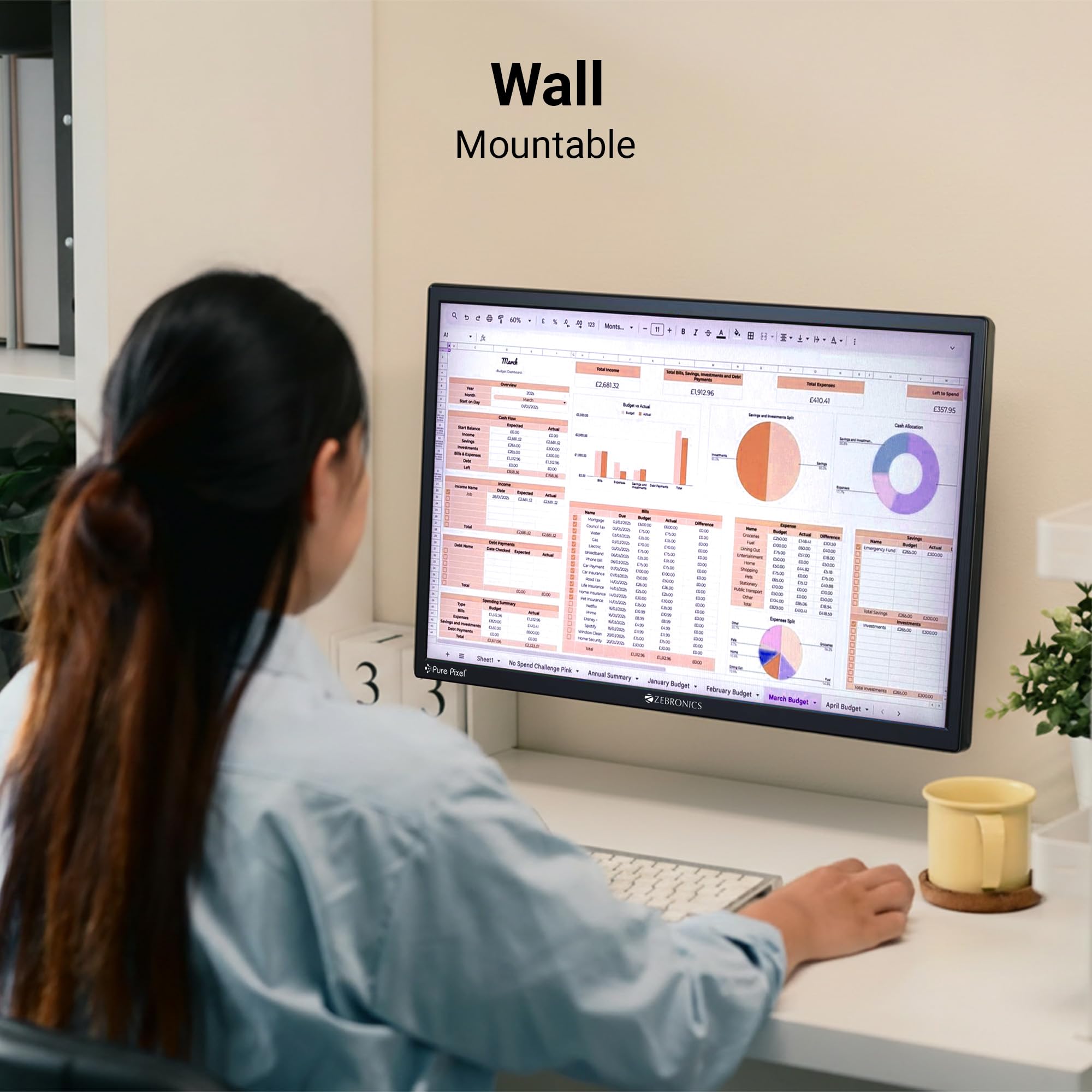 21.5” (54.6cm) LED Monitor, FHD 1920x1080, 250nits Brightness, Dual Input - HDMI/VGA, 2000000:1 Dynamic Contrast Ratio, 16.7M Colors, 16:9 Aspect Ratio, Wall Mountable (EA 122)