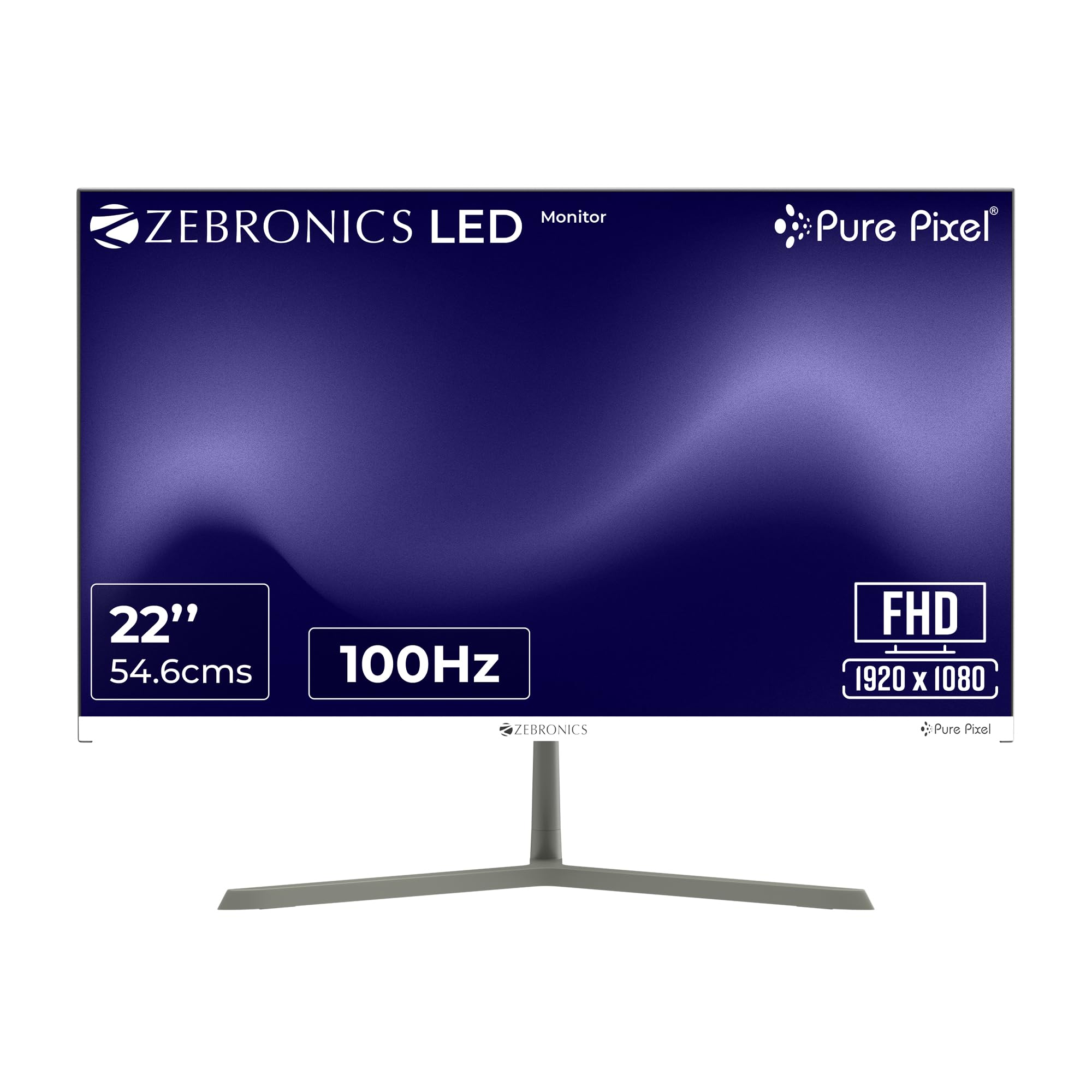 Full HD LED Monitor, 21.5 Anti-Glare Screen, 100Hz Refresh Rate, Ultra Slim, Bezel-Less Display, 250nits Brightness, HDMI & VGA, Wall Mountable (A122)