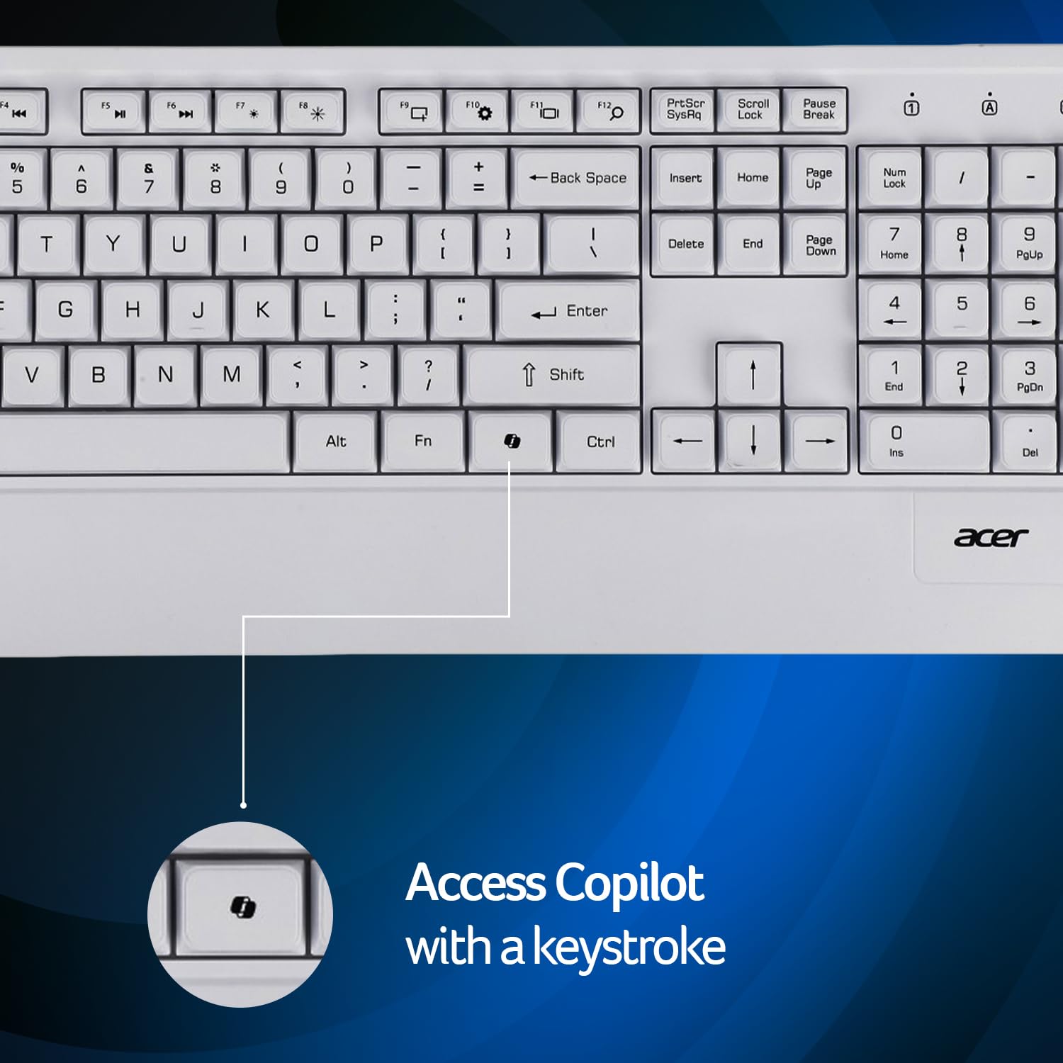 PalmEase Wireless Keyboard & Mouse Combo with Palm Rest | 2.4GHz, 1600 DPI, Co-Pilot Key, Rupee ₹ Symbol | 10m Range, 10M Keystroke Life, Power Saving Mode | Windows & Mac Compatible – White