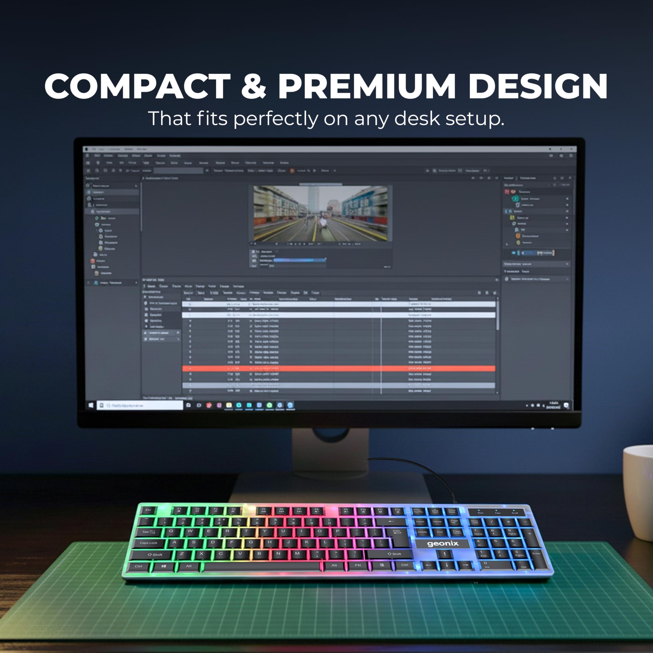 Cruiser K5, Wired Gaming Keyboard, 104 Keys, 1.5m Cable, 12 Multimedia Keys, USB Interface, RGB Colour, Plug and Play