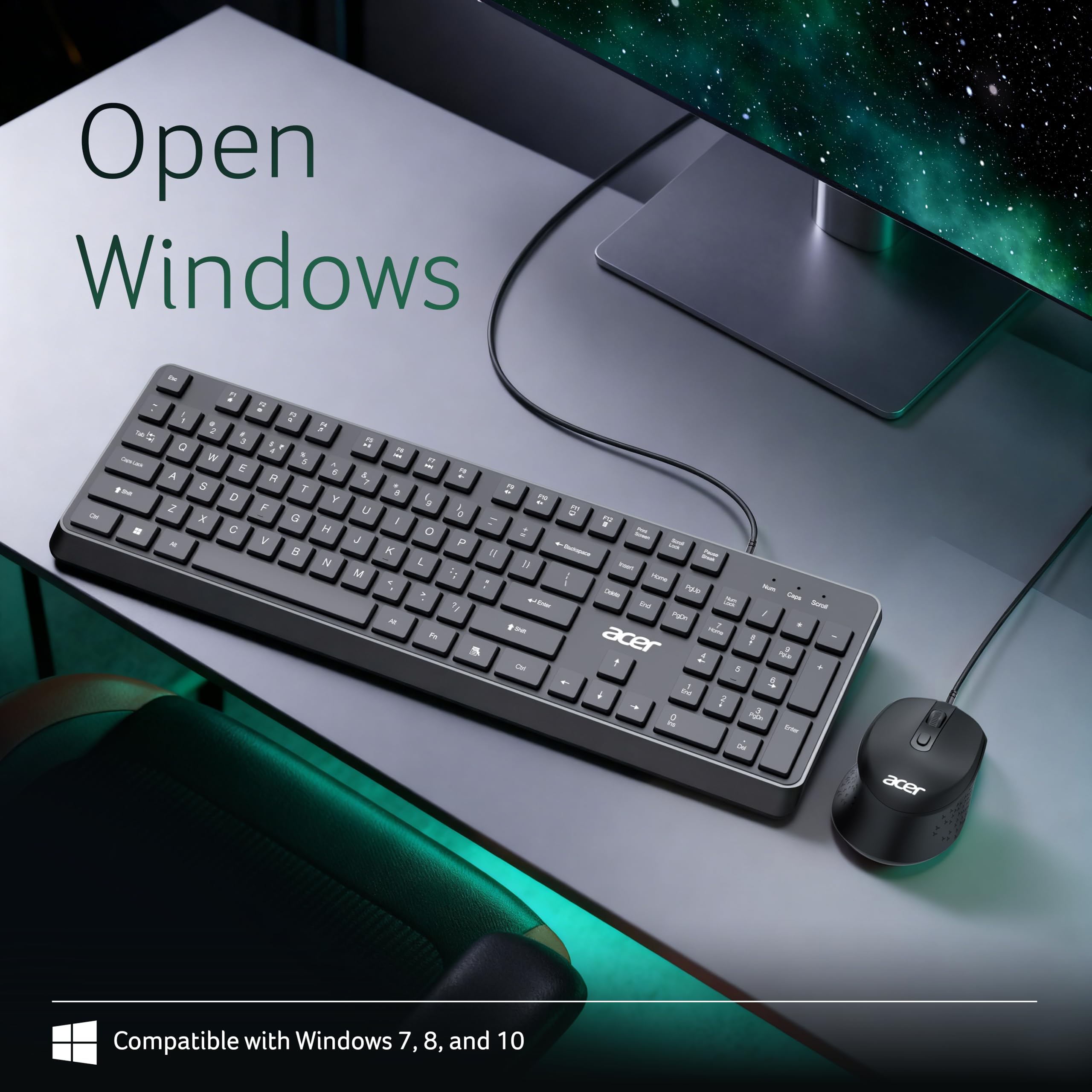 OfficeMate Wired Keyboard Mouse Combo | Full Size 104 Keys Keyboard with Multimedia Keys | 1200 DPI Optical Mouse | USB Plug & Play | Silent Typing | Ergonomic Design | Windows Compatible I Black