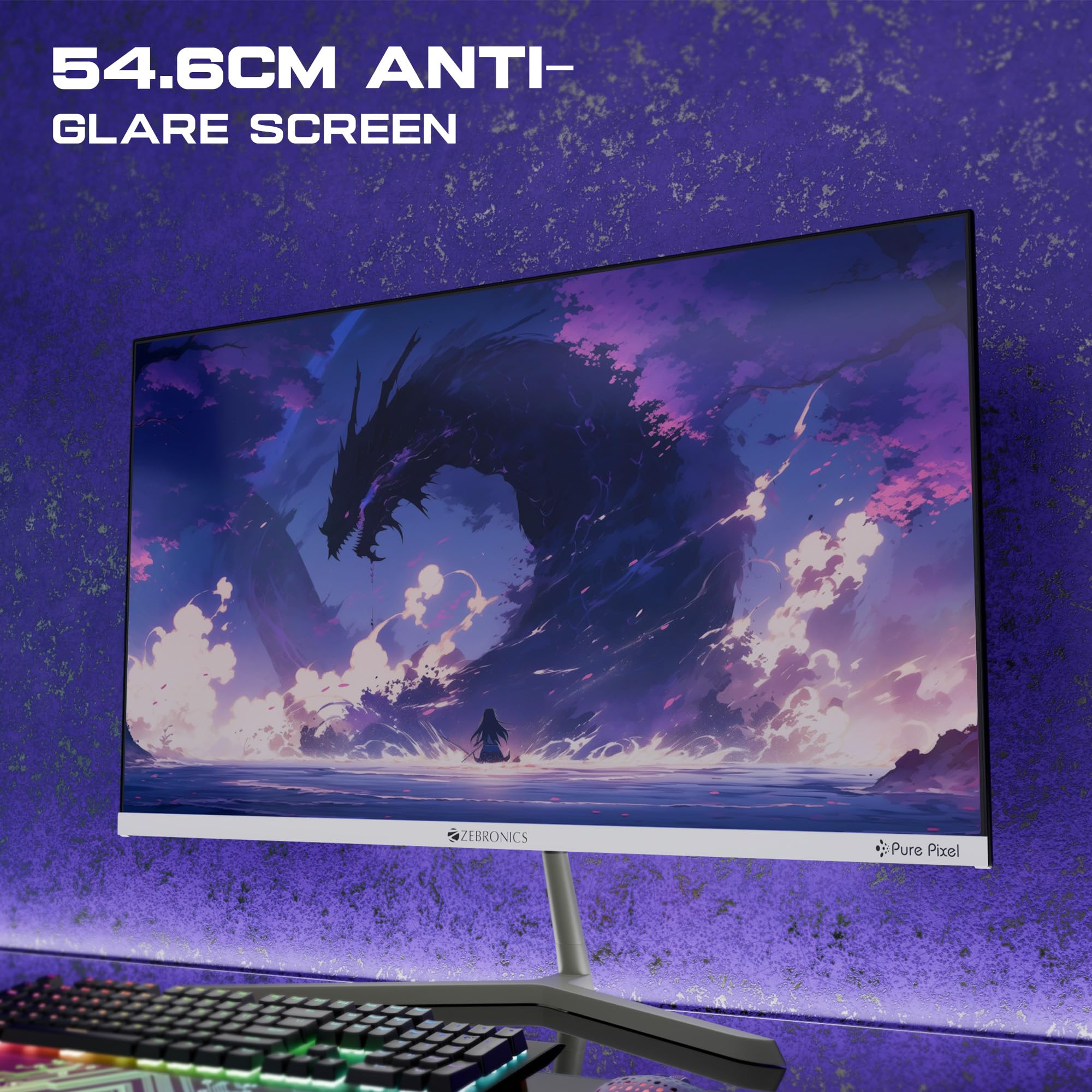 Full HD LED Monitor, 21.5 Anti-Glare Screen, 100Hz Refresh Rate, Ultra Slim, Bezel-Less Display, 250nits Brightness, HDMI & VGA, Wall Mountable (A122)