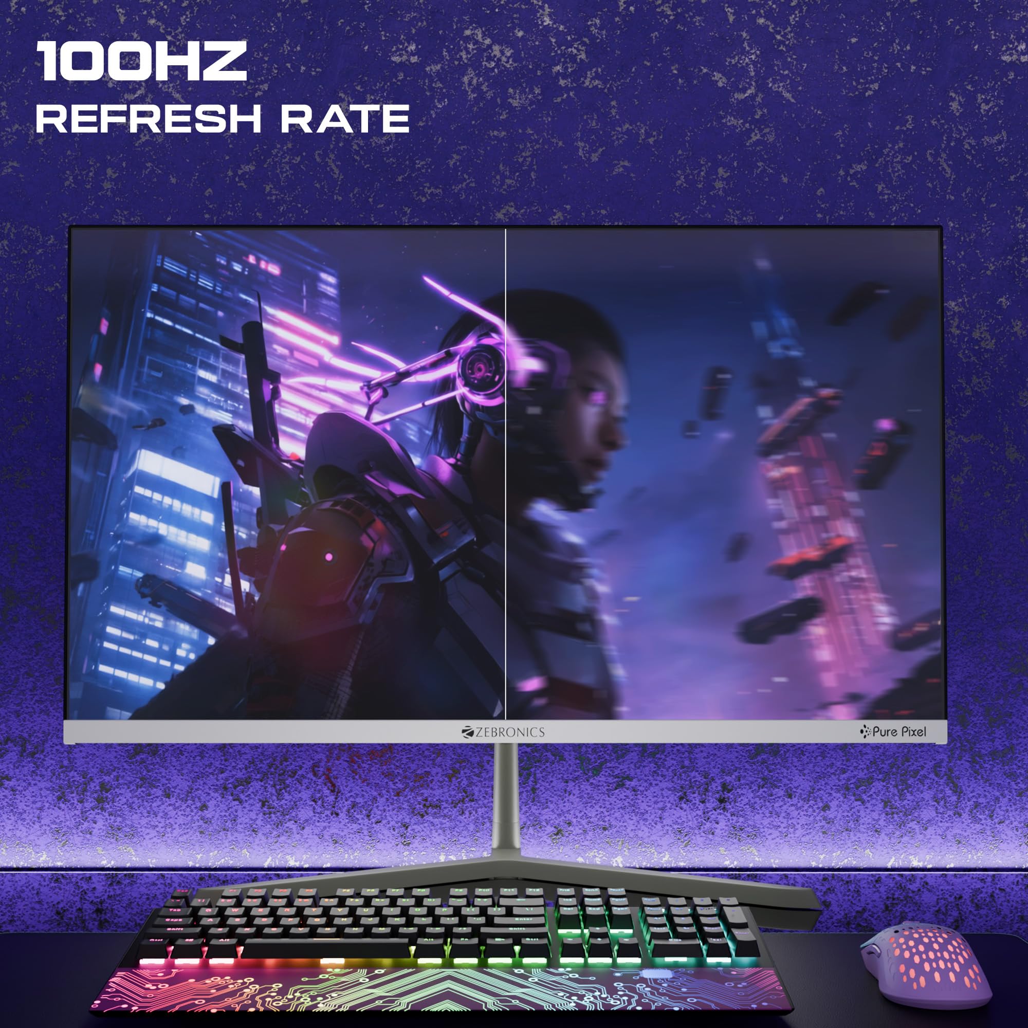 Full HD LED Monitor, 21.5 Anti-Glare Screen, 100Hz Refresh Rate, Ultra Slim, Bezel-Less Display, 250nits Brightness, HDMI & VGA, Wall Mountable (A122)