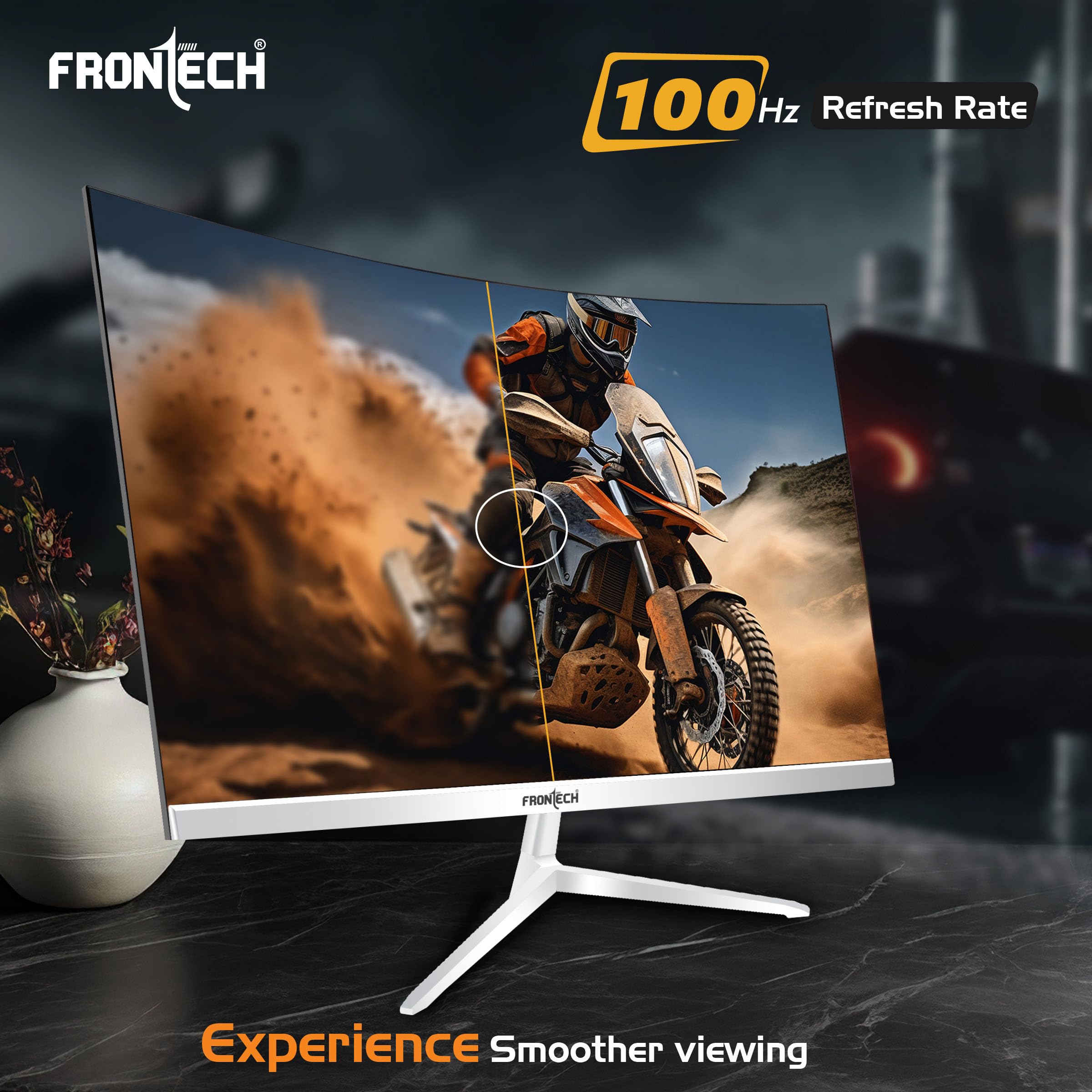 Ultima Series 32 Inch (80.01 cm) with 1920x1080 Pixels Curved LED Monitor Full HD| Refresh Rate 100 Hz | VA Panel| Ultra Slim |Bezel Less Design |16.7M Colors | HDMI & VGA Ports (MON-0081)