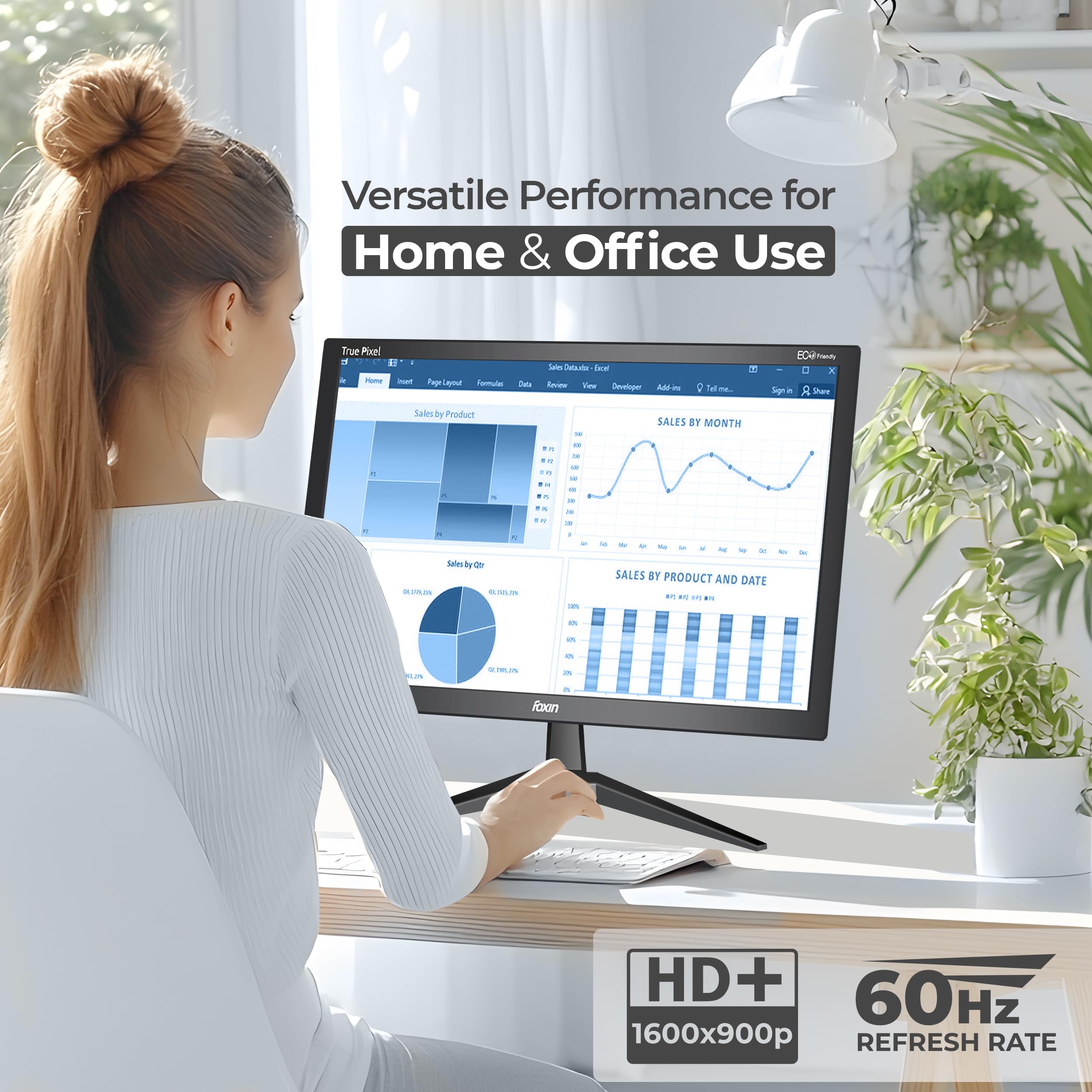 20.5 inch (52.07 cm) Crystal Flat LED Monitor | HD 1600 x 900p True Pixel Display | HDMI & VGA Input | 5ms | 60Hz | Slim & Wall Mountable | 16.7M Colors | Desktop/Office/CCTV Use | Black