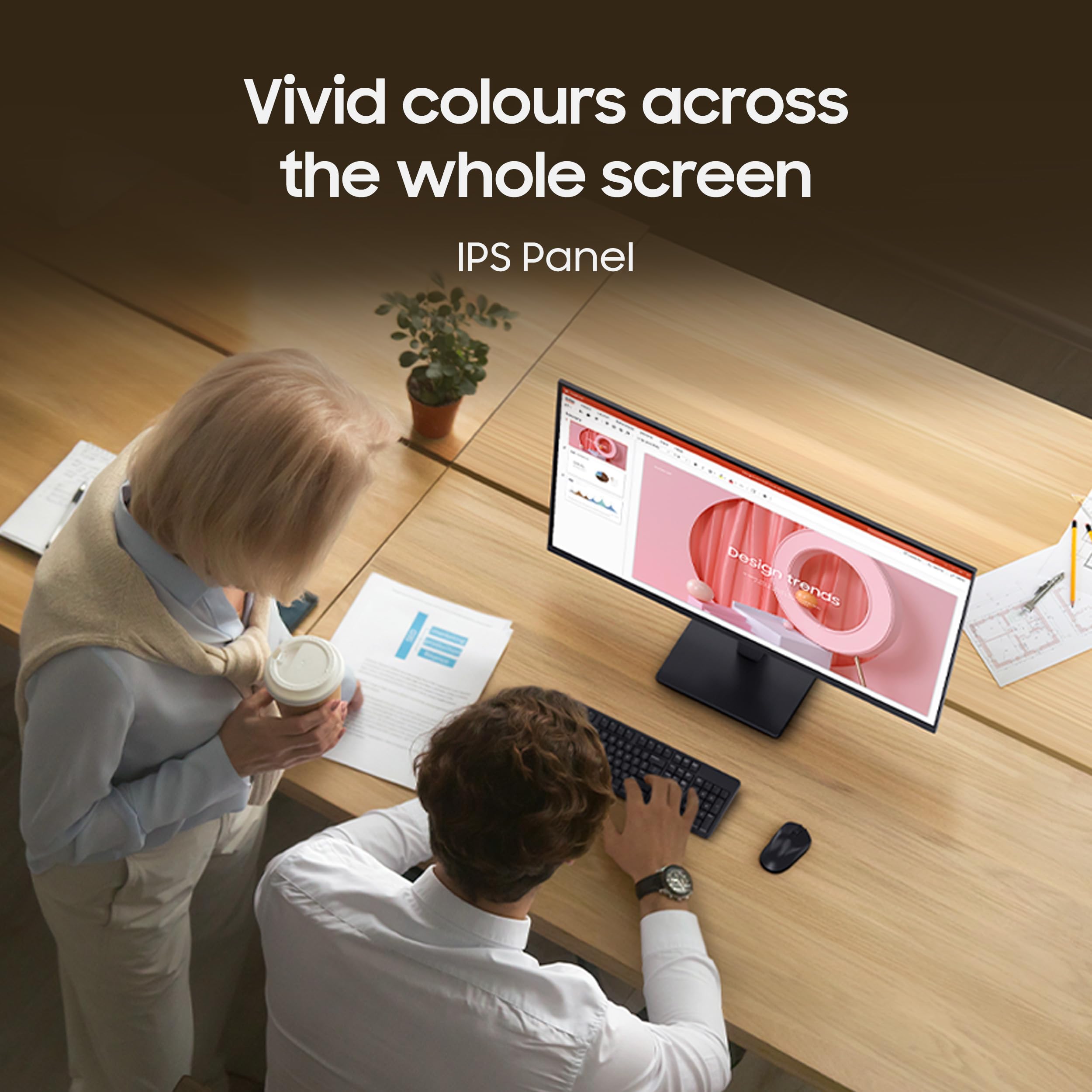 24" (60.5 cm) S3 Flat Monitor|Super Slim Borderless Design|IPS Panel|FHD 1920 x 1080|100 Hz|5 ms|Ports-HDMI,VGA|Game Mode|Eye Saver Mode||Wall Mountable|LS24D300GAWXXL|Black