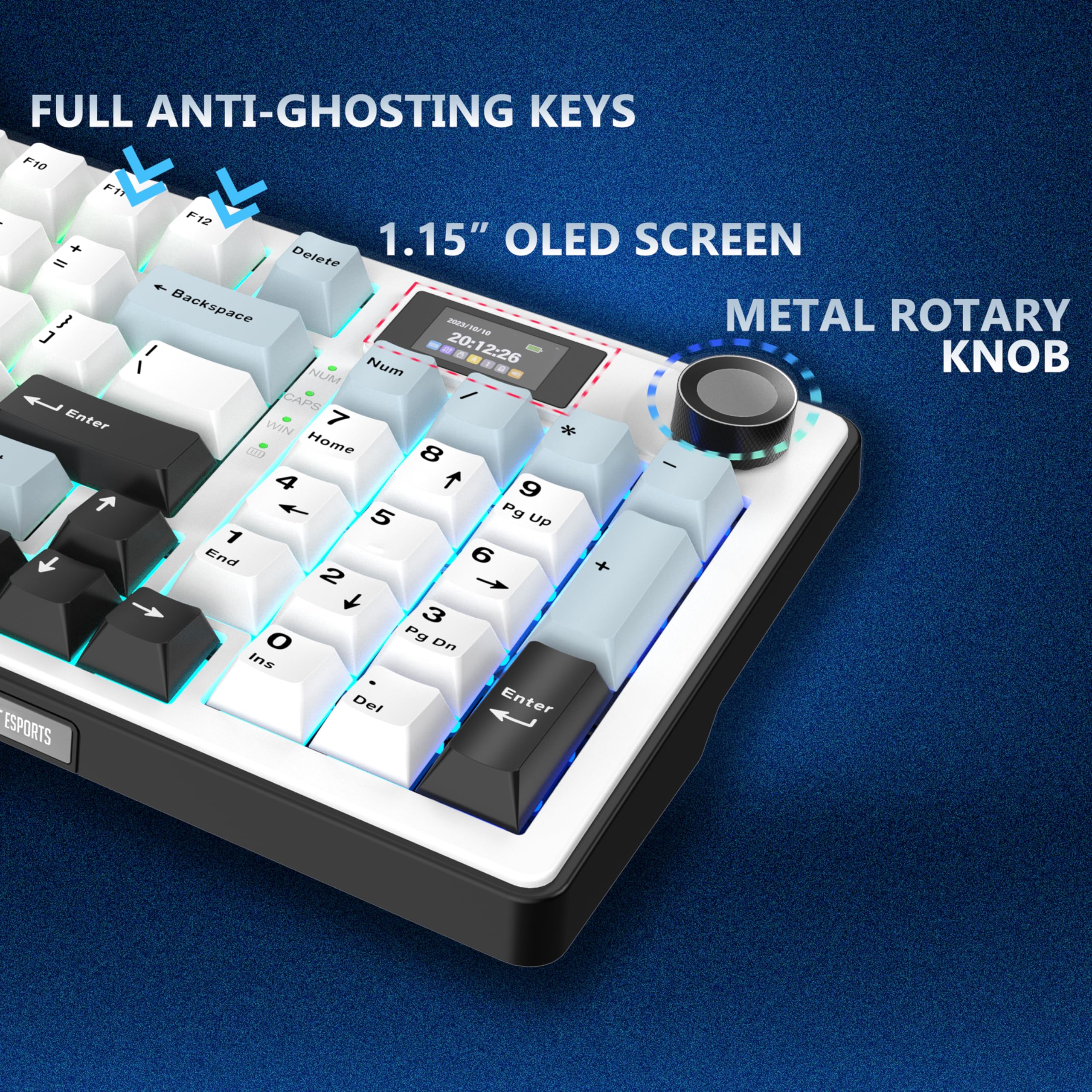 Apex 300 Tri-Mode (2.4GHz-BT-Wired) 5Layer Gasket Mount Mechanical Keyboard, 95Key Anti-Ghosting + Knob, OLED Display, RGB, KTT Hot-Swap Switches,1000Hz Polling, 4000mAh for PC Mac Laptops